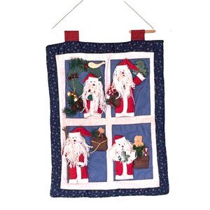 Santa Tapestry Christmas Wall Hanging 3D Santa Claus Handmade Detail 17" x 12"